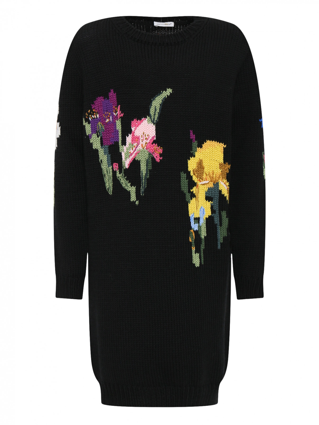 Платье из шерсти крупной вязки Dolce & Gabbana  –  Общий вид  – Цвет:  Черный