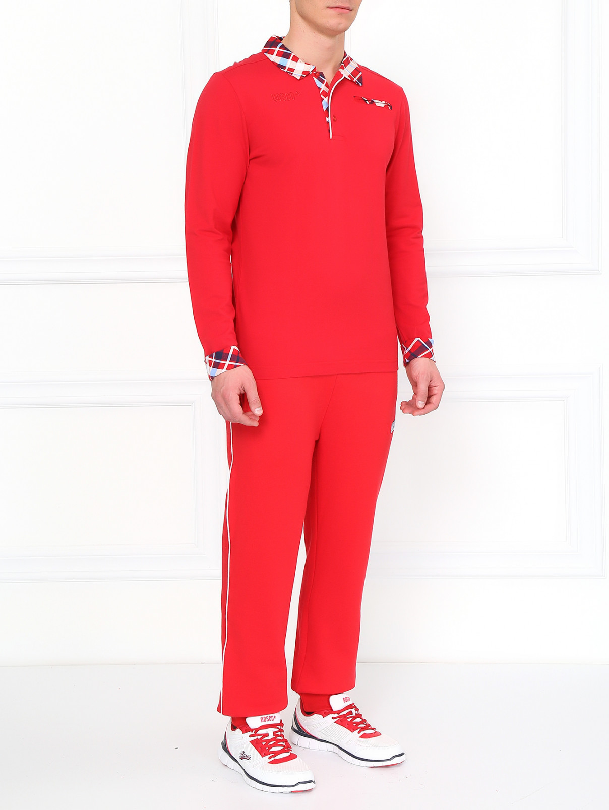 Поло с контрастным воротником и карманом BOSCO  –  Модель Общий вид  – Цвет:  Красный