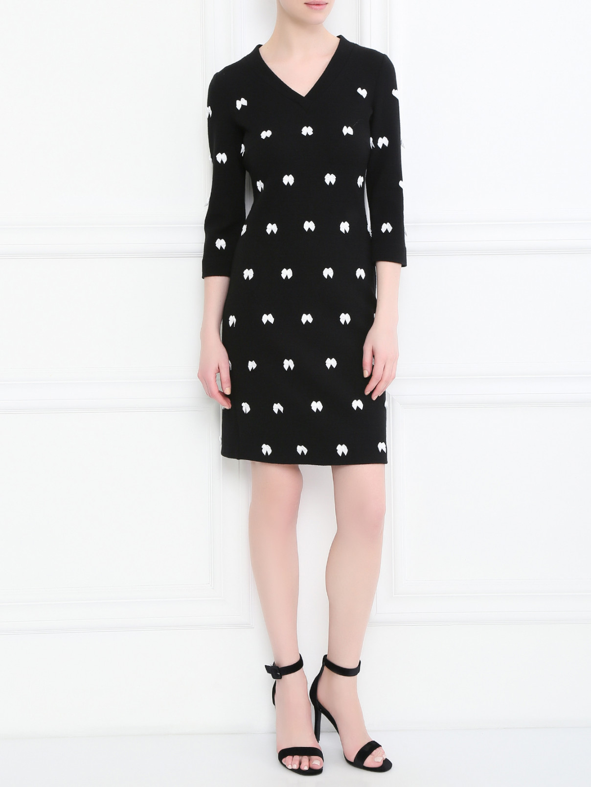 Платье из шерсти с декором Moschino Boutique  –  Модель Общий вид  – Цвет:  Черный