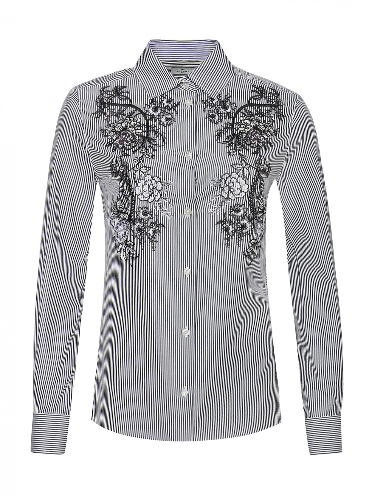 Рубашка из хлопка с нагрудной вышивкой Etro  –  Общий вид  – Цвет:  Белый