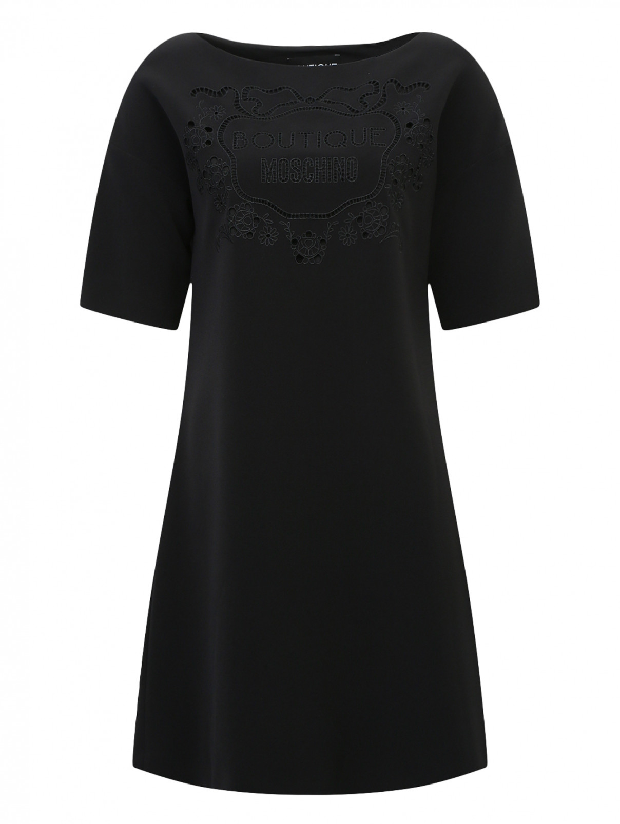 Платье свободного кроя с узором Moschino Boutique  –  Общий вид  – Цвет:  Черный
