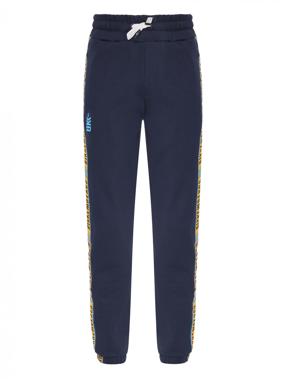 Трикотажные брюки с лампасами и карманами Bikkembergs  –  Общий вид  – Цвет:  Синий