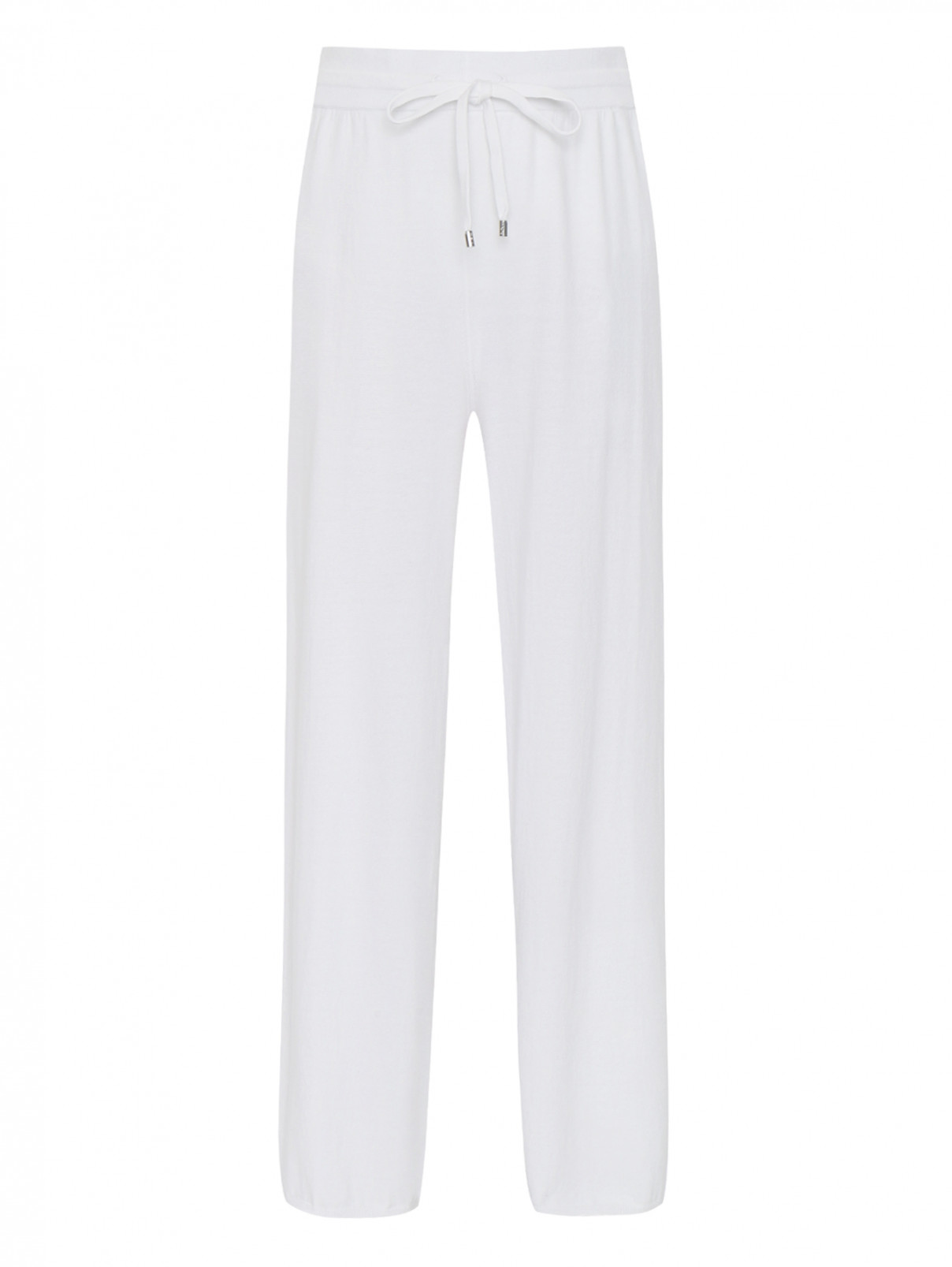 Трикотажные брюки из хлопка на резинке Malo  –  Общий вид  – Цвет:  Белый