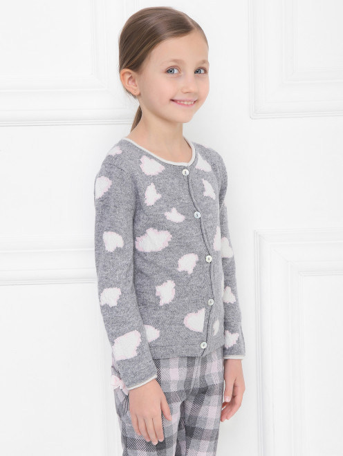 Кардиган из шерсти и вискозы с узором Aletta - МодельВерхНиз