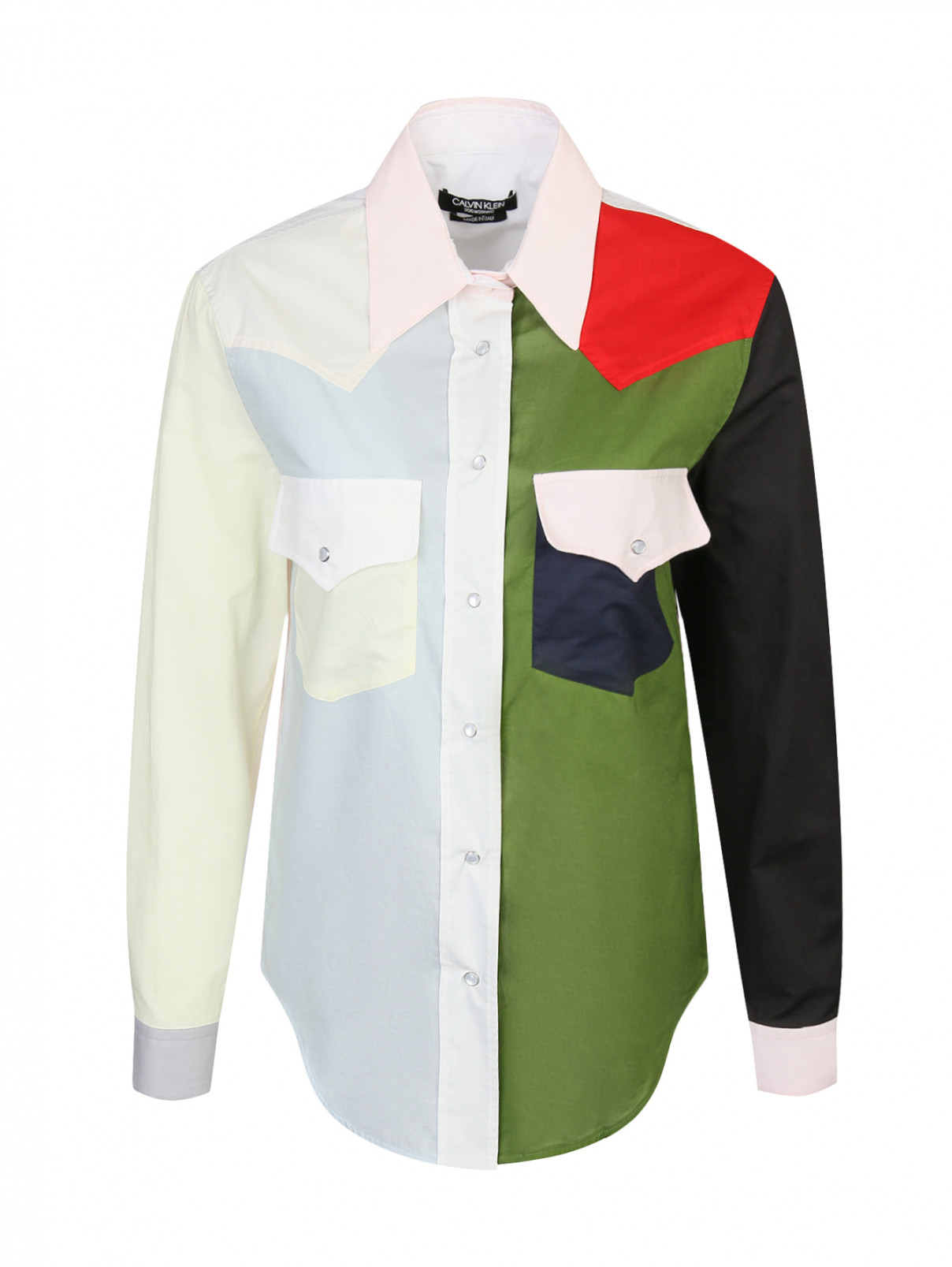 Рубашка из хлопка с контрастной отделкой Calvin Klein 205W39NYC  –  Общий вид  – Цвет:  Мультиколор