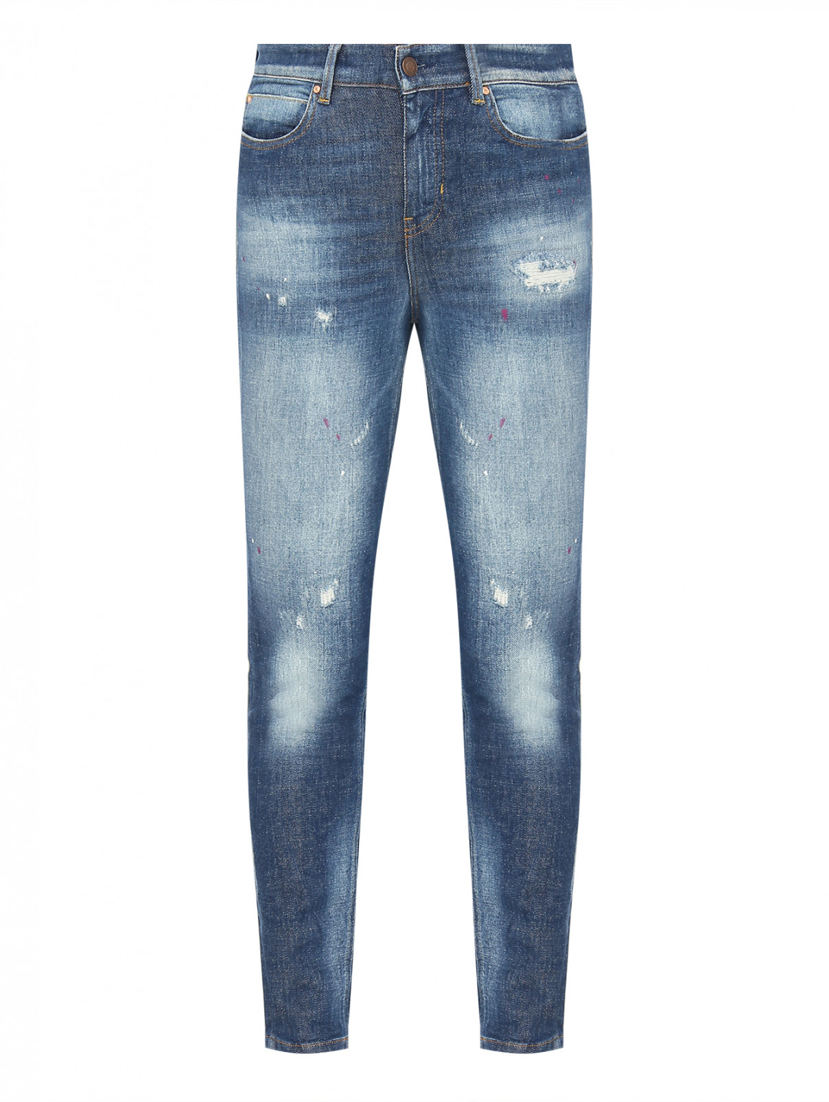 Зауженные джинсы с принтом Guess  –  Общий вид  – Цвет:  Синий