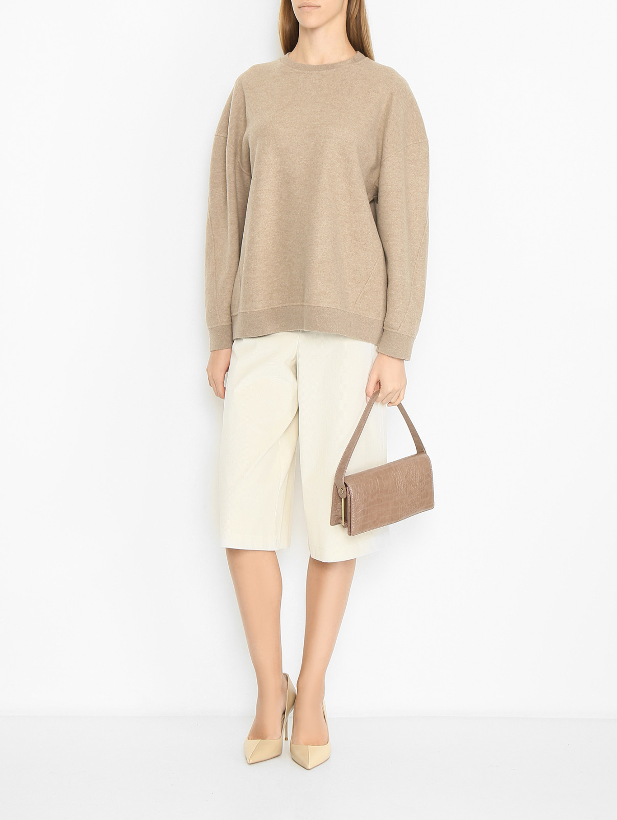 Вельветовые бриджи из хлопка Max Mara  –  МодельОбщийВид  – Цвет:  Белый