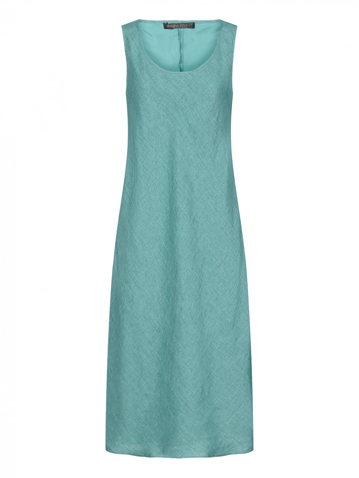 Минималистичное платье из льна Marina Rinaldi  –  Общий вид  – Цвет:  Зеленый