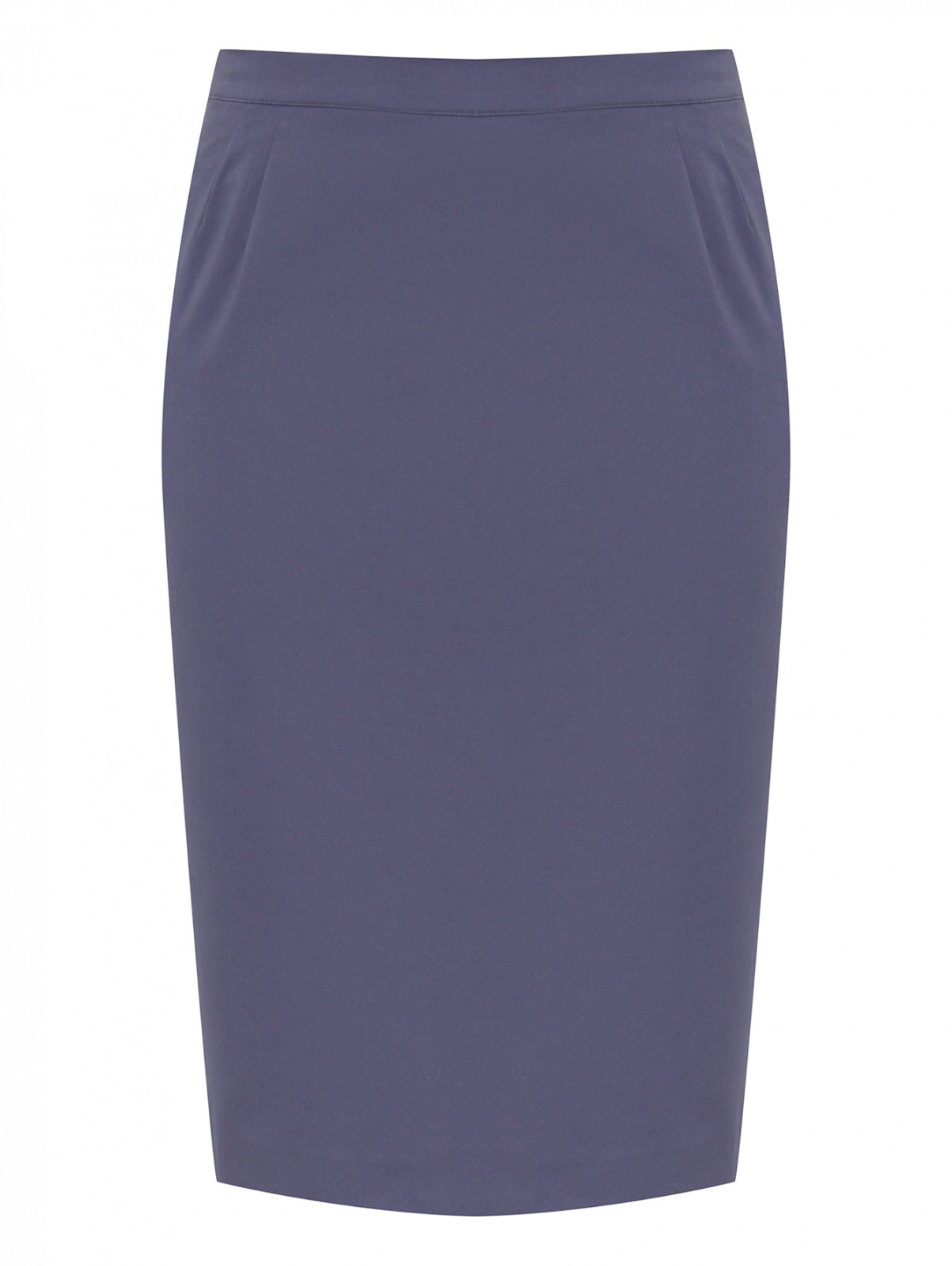 Однотонная юбка из хлопка Persona by Marina Rinaldi  –  Общий вид  – Цвет:  Синий