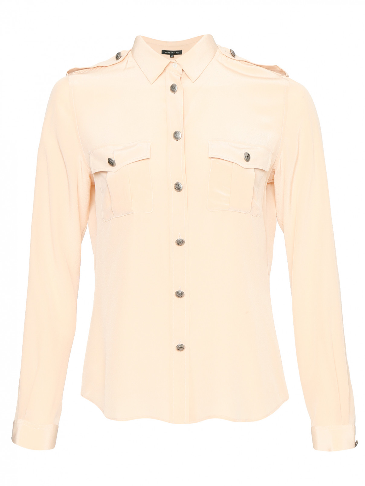 Блуза из шелка с накладными карманами Barbara Bui  –  Общий вид  – Цвет:  Розовый