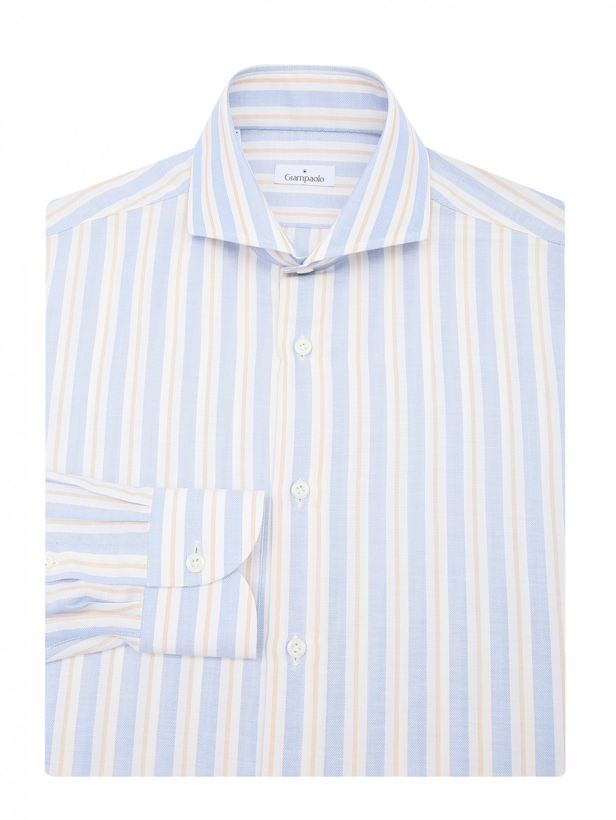Рубашка из хлопка с узором полоска Giampaolo  –  Общий вид  – Цвет:  Синий