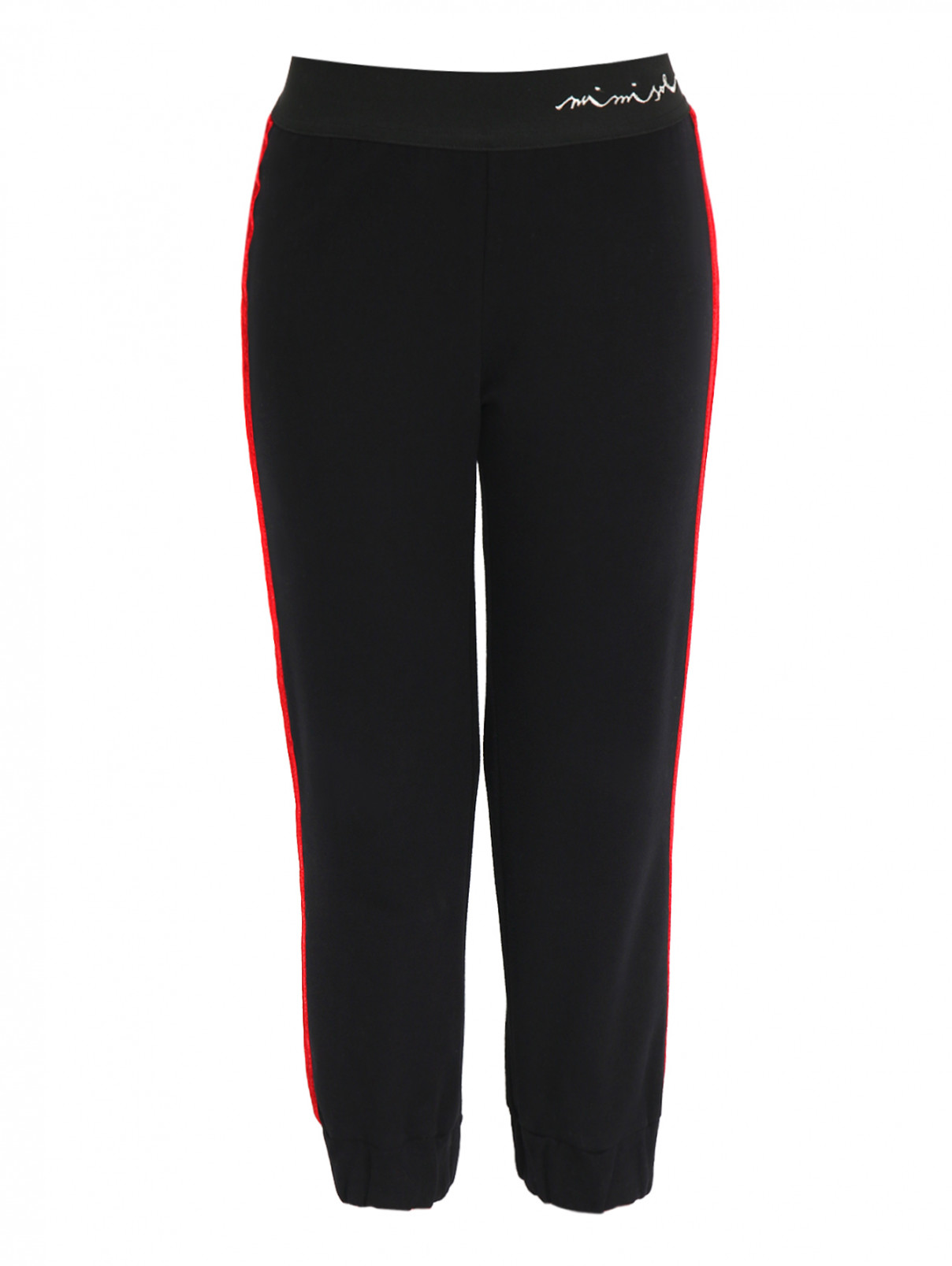 Трикотажные брюки с лампасами MiMiSol  –  Общий вид  – Цвет:  Черный