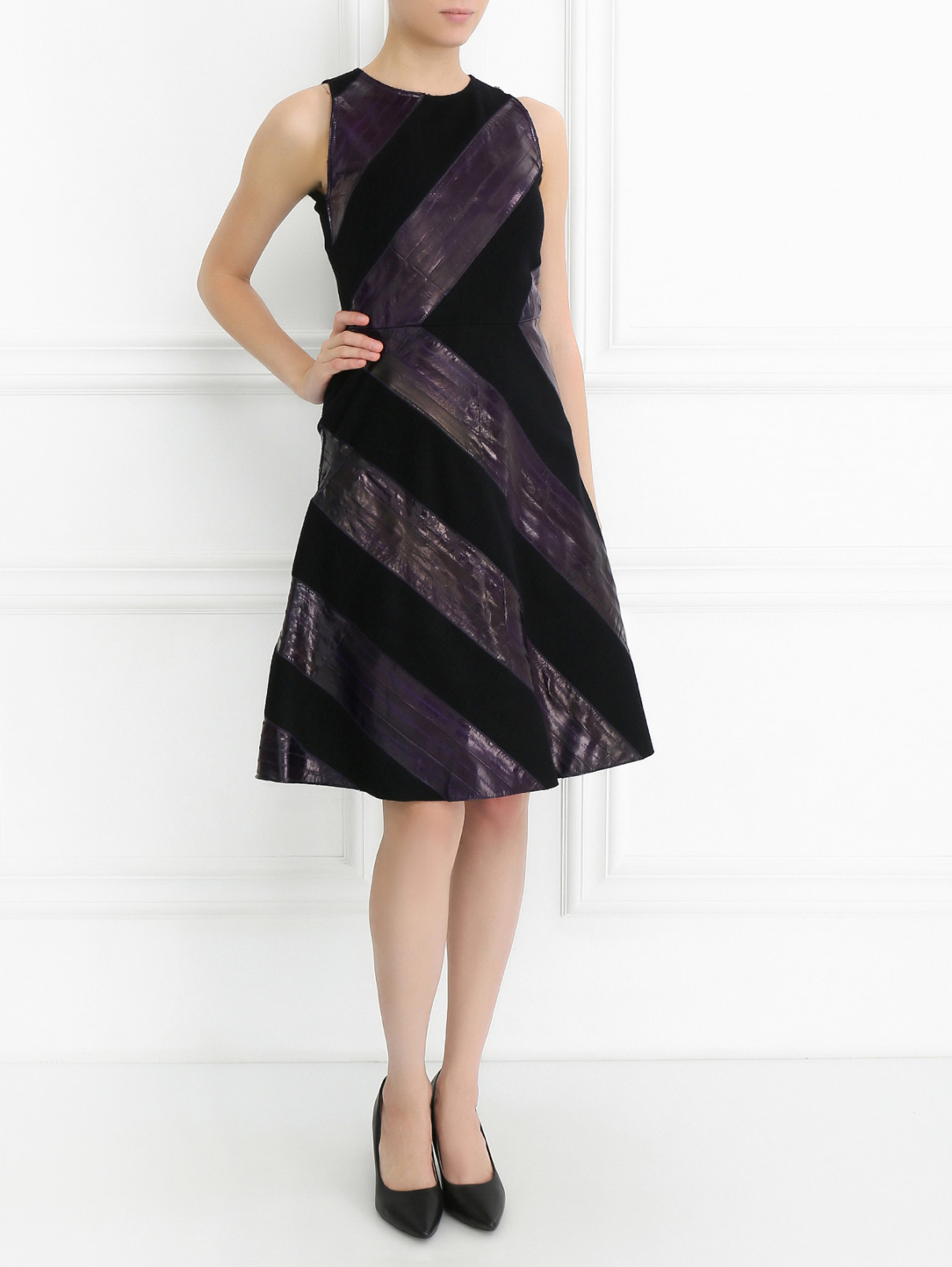 Платье-миди с контрастными вставками Sportmax  –  Модель Общий вид  – Цвет:  Черный