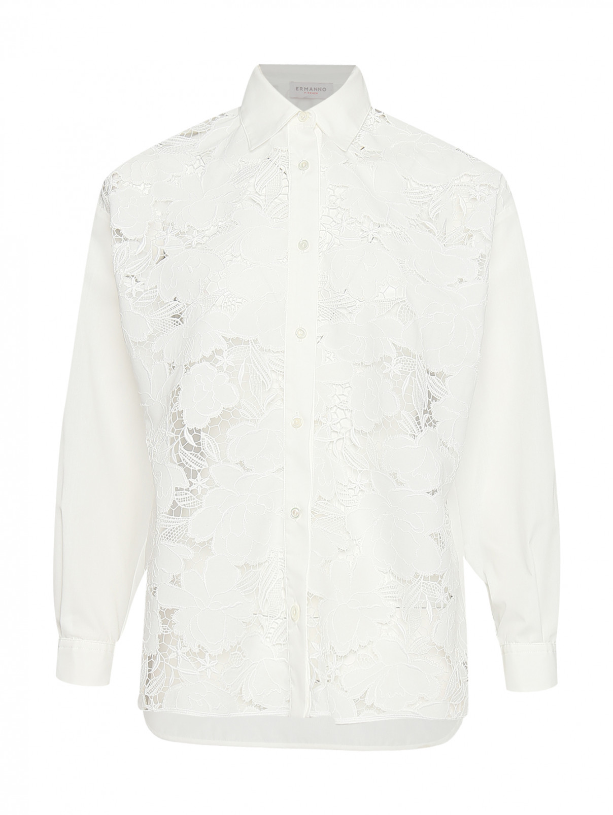 Блуза свободного кроя с вышивкой Ermanno Firenze  –  Общий вид  – Цвет:  Белый