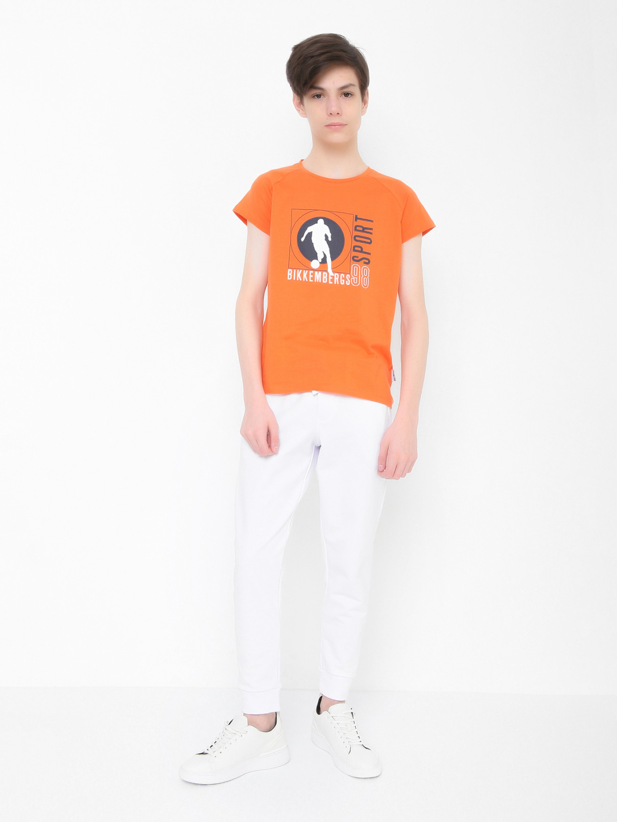 Трикотажные брюки с манжетами Dsquared2  –  МодельОбщийВид  – Цвет:  Белый