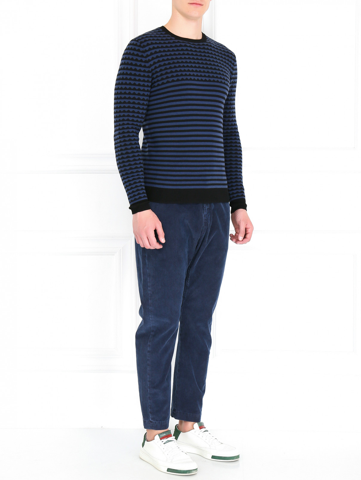 Вельветовые брюки прямого кроя Barena  –  Модель Общий вид  – Цвет:  Синий