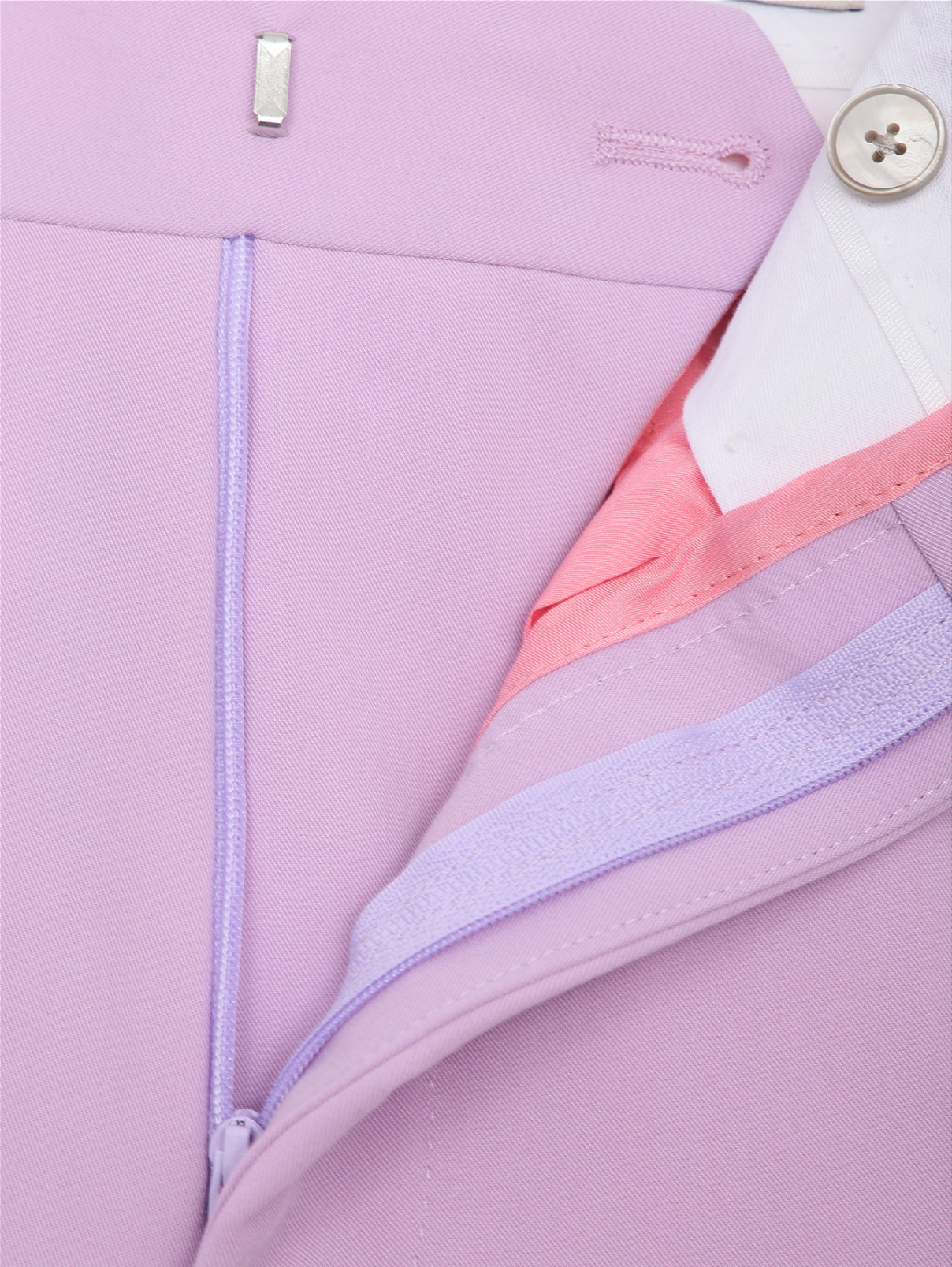Однотонные брюки прямого кроя LARDINI  –  Деталь1  – Цвет:  Фиолетовый