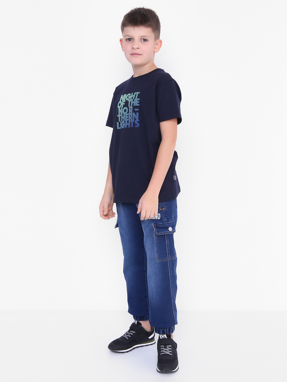 Хлопковая футболка с принтом Il Gufo  –  МодельОбщийВид  – Цвет:  Синий
