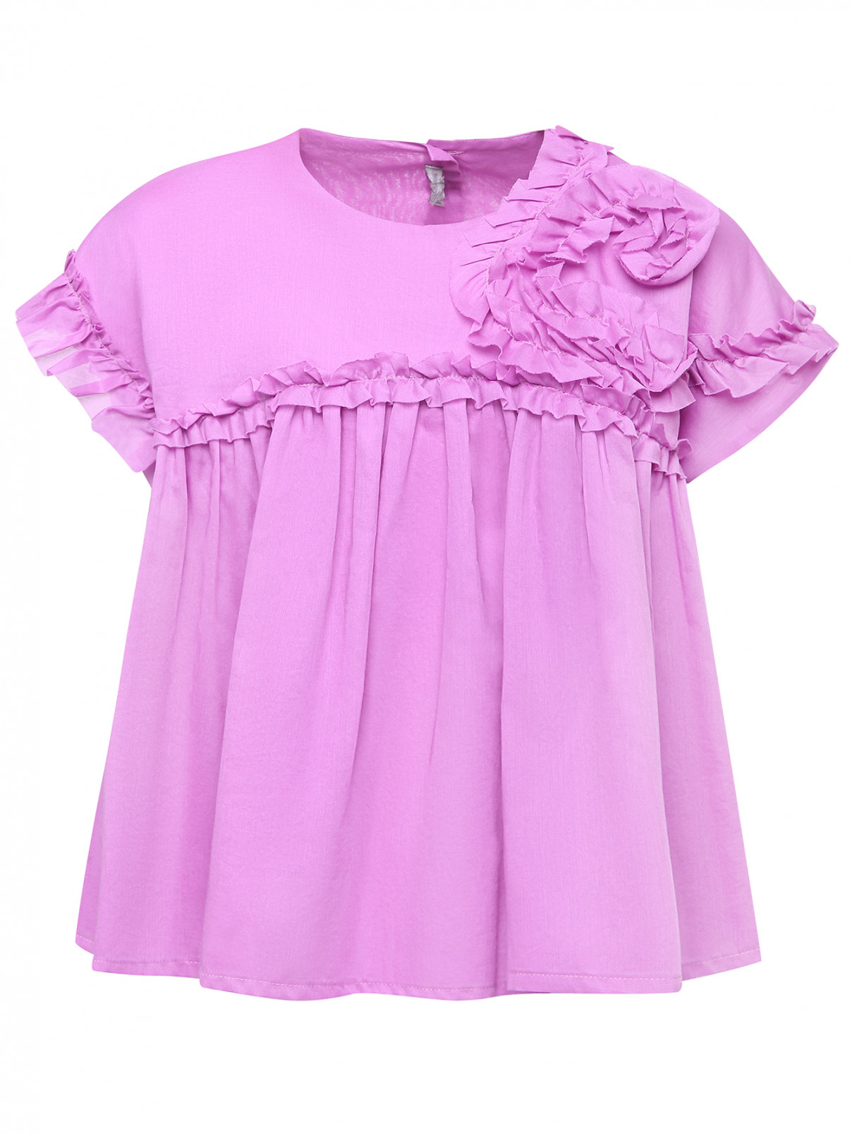 Блуза из хлопка свободного кроя Il Gufo  –  Общий вид  – Цвет:  Фиолетовый