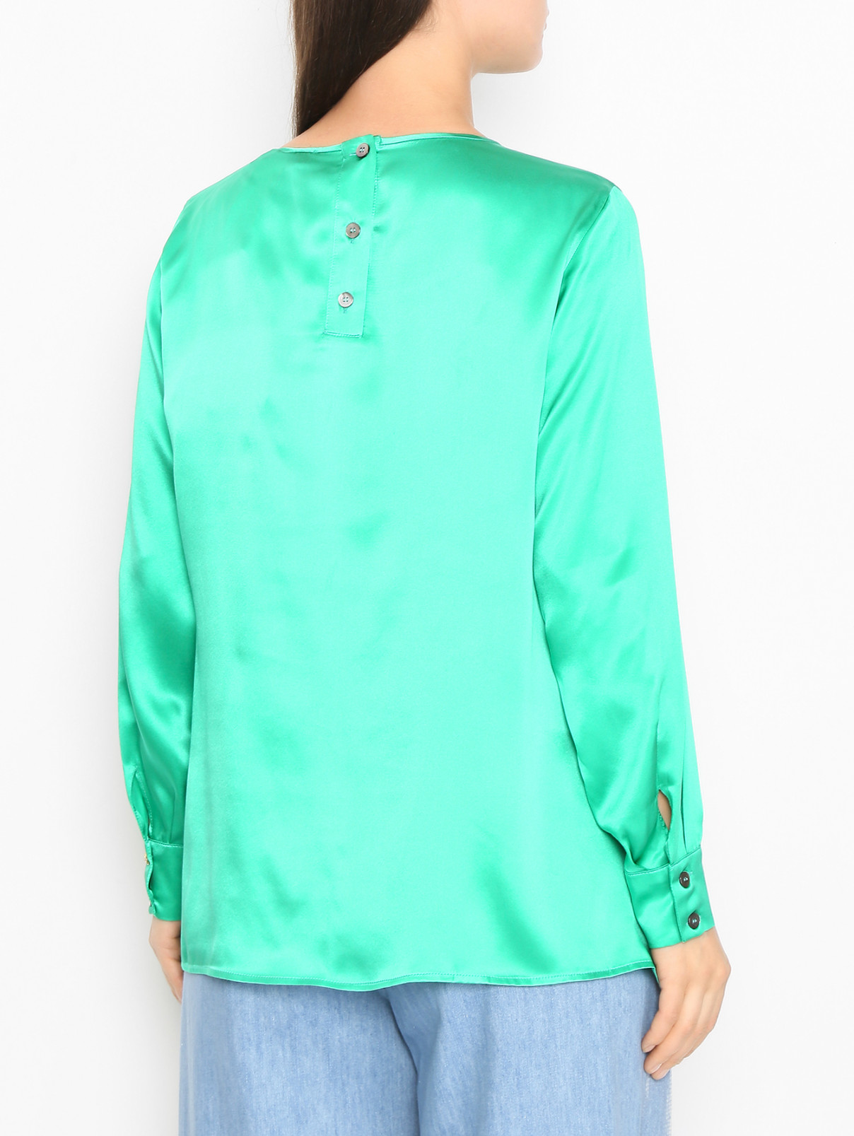 Однотонная блуза из шелка Marina Rinaldi  –  МодельВерхНиз1  – Цвет:  Зеленый