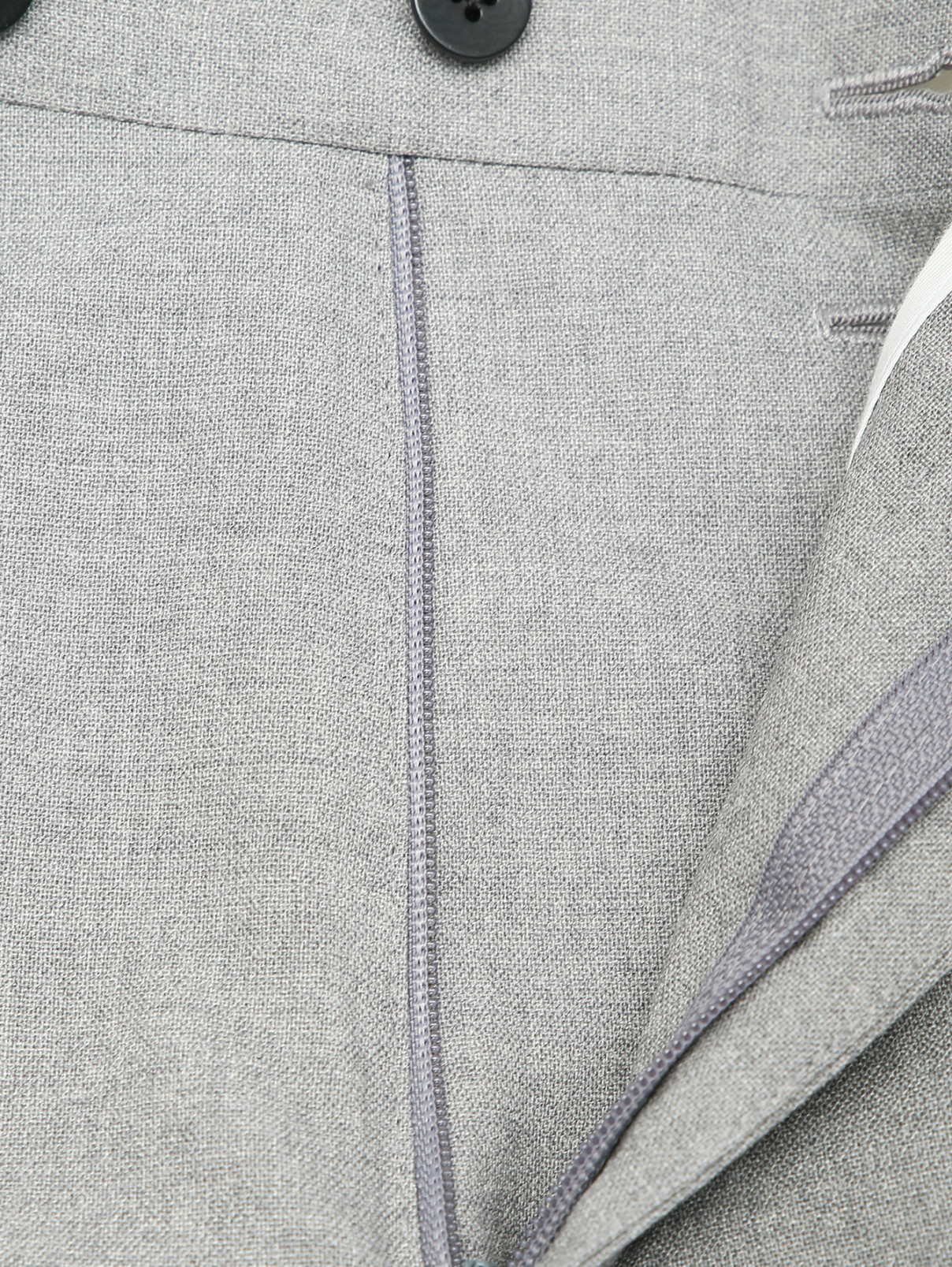 Брюки из шерсти прямого кроя с карманами Isaia  –  Деталь1  – Цвет:  Серый