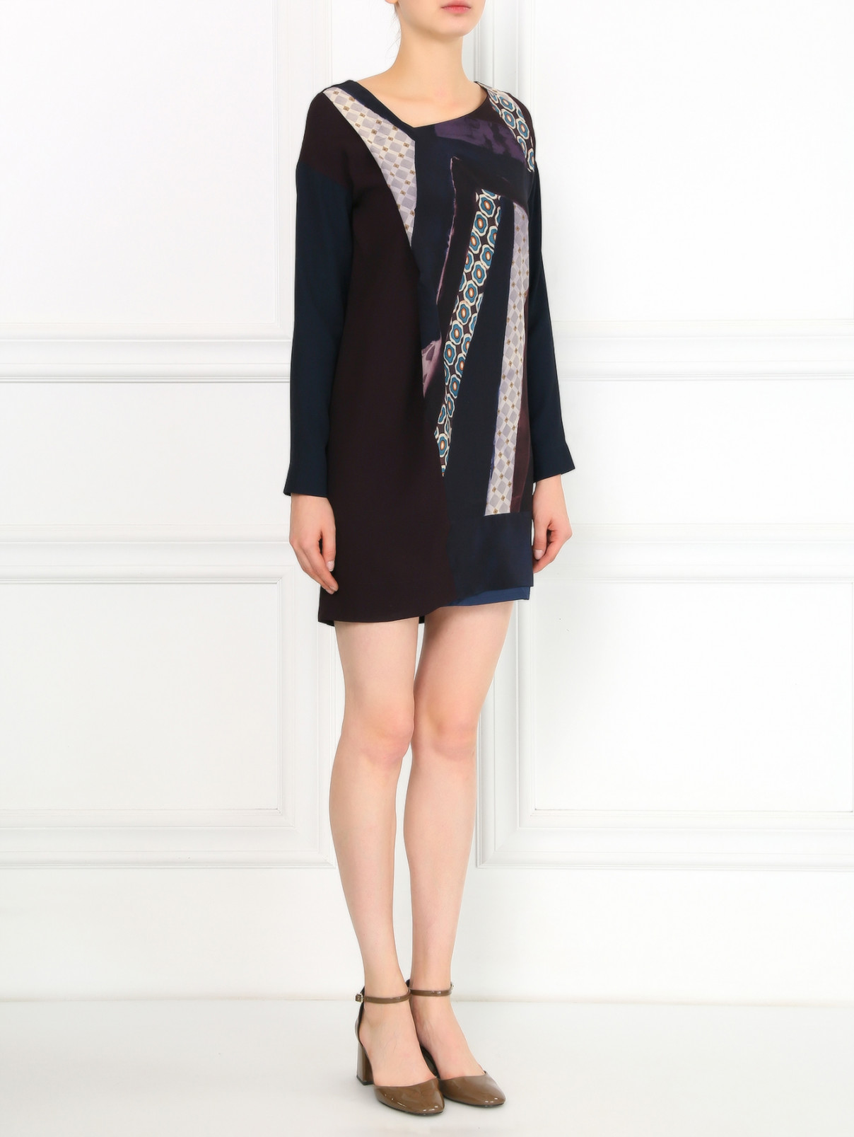 Платье-мини прямого кроя с узором Isola Marras  –  Модель Общий вид  – Цвет:  Узор