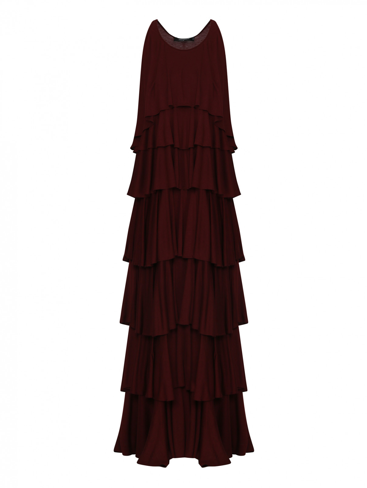 Платье-макси с воланами Dsquared2  –  Общий вид  – Цвет:  Красный