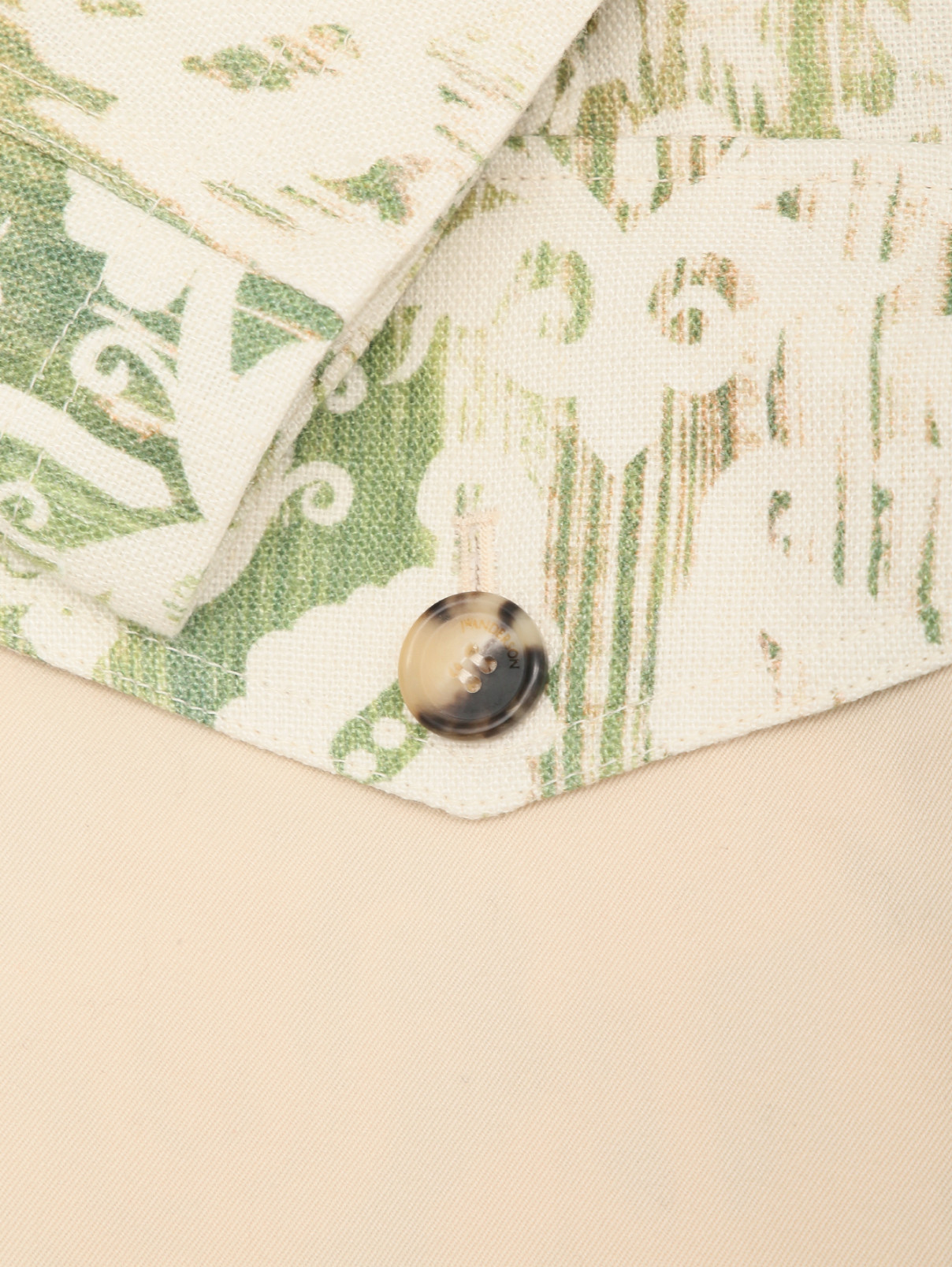 Однобортный жакет из льна и хлопка с узором J.W. Anderson  –  Деталь  – Цвет:  Зеленый
