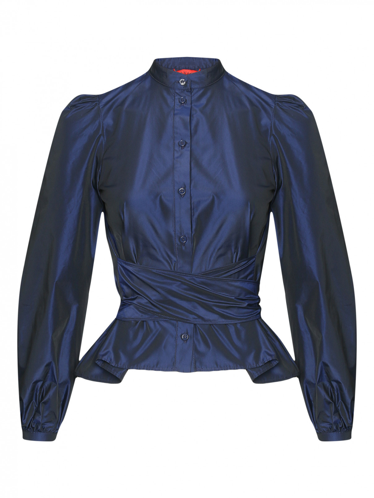 Блуза с драпировкой Max&Co  –  Общий вид  – Цвет:  Синий