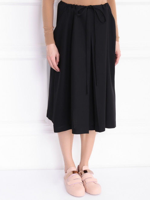 Юбка из хлопка с широкой встречной складкой Jil Sander - Модель Верх-Низ