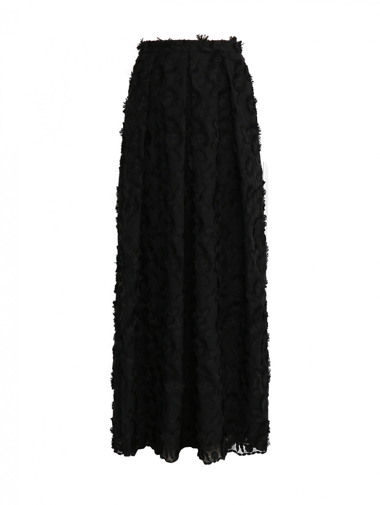 Юбка со складками у пояса из фактурной ткани Moschino Boutique  –  Общий вид  – Цвет:  Черный
