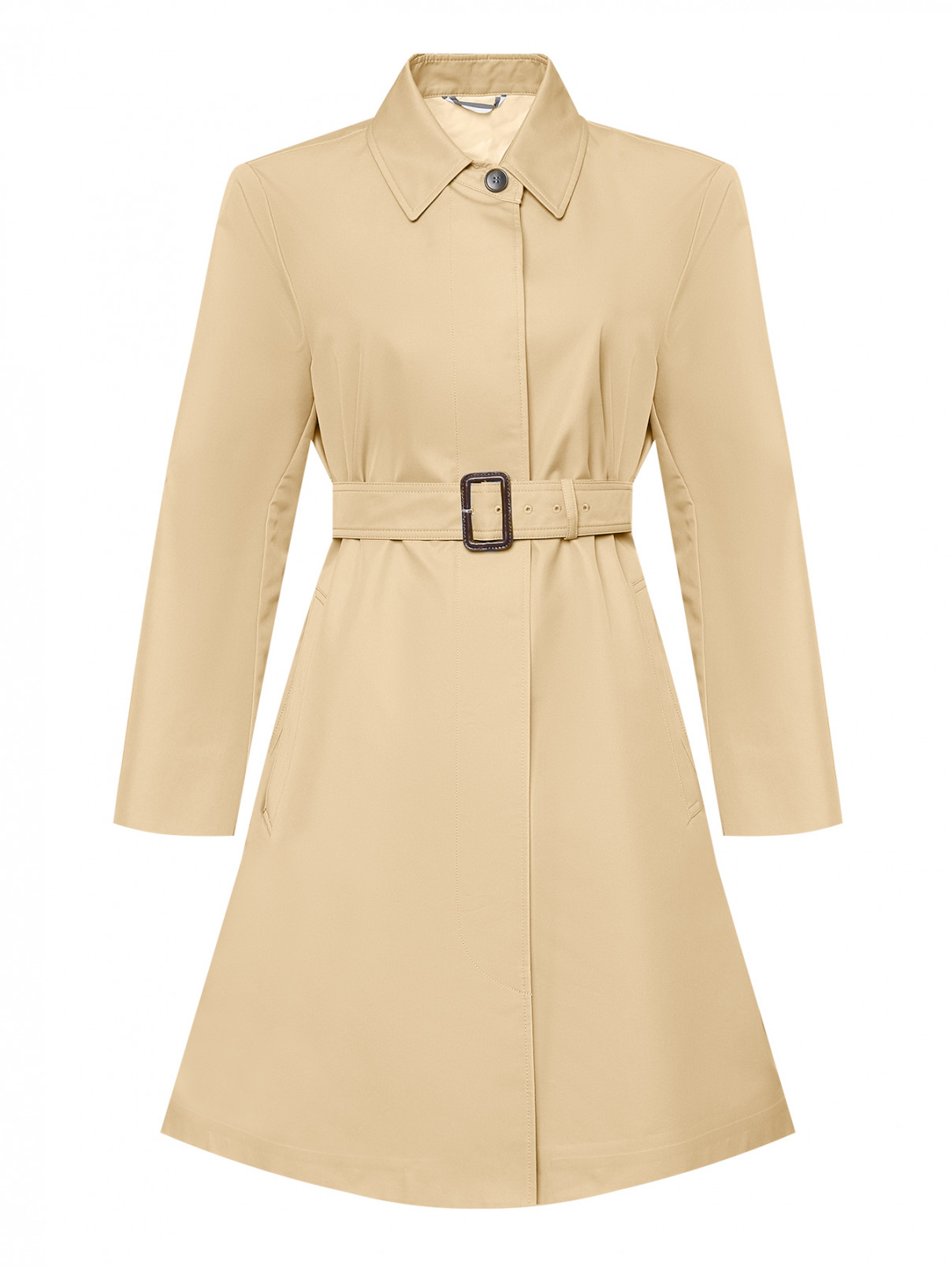 Плащ из смешанного хлопка с поясом Weekend Max Mara  –  Общий вид  – Цвет:  Бежевый