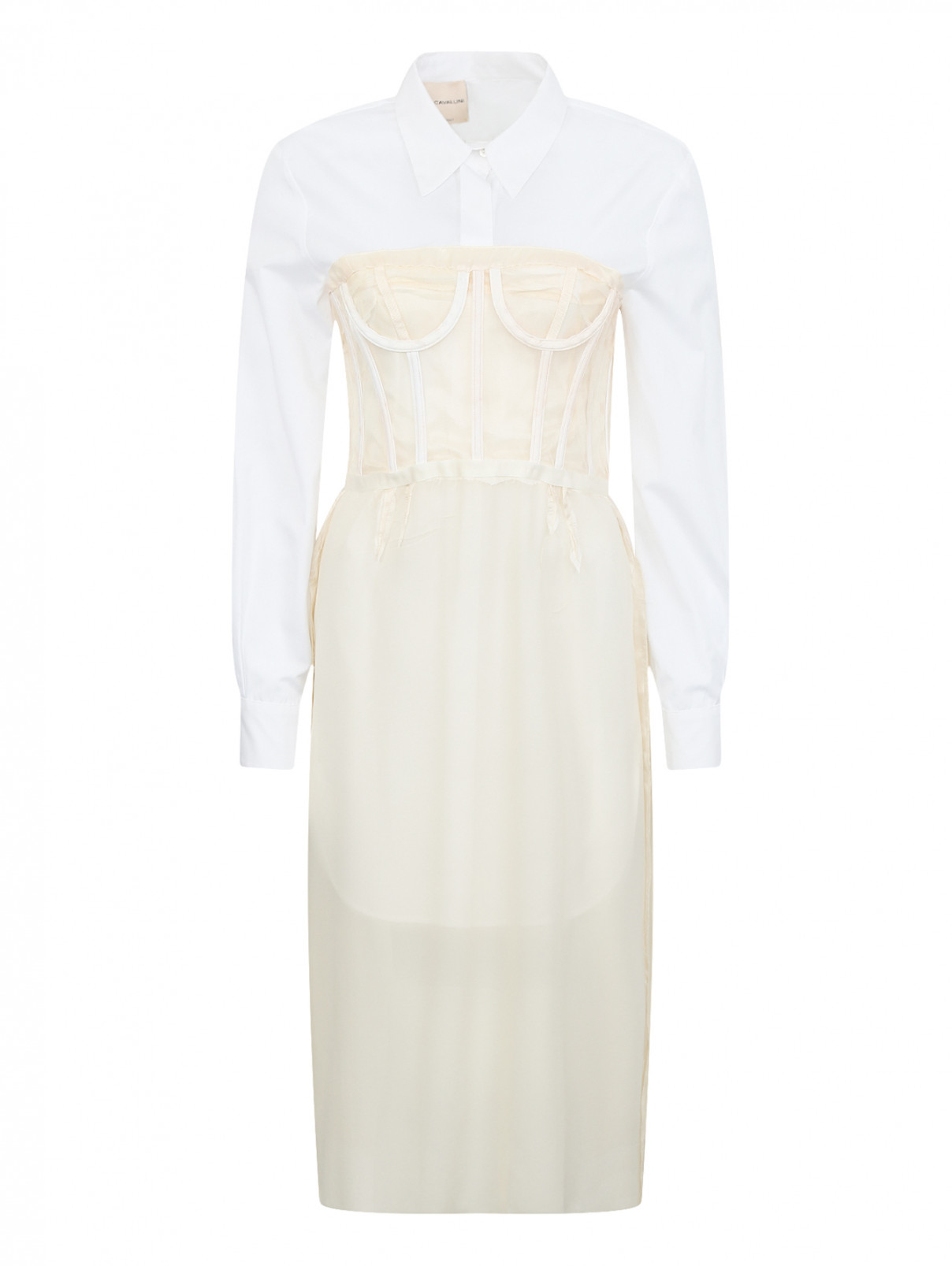 Платье из хлопка и шелка Erika Cavallini  –  Общий вид  – Цвет:  Белый