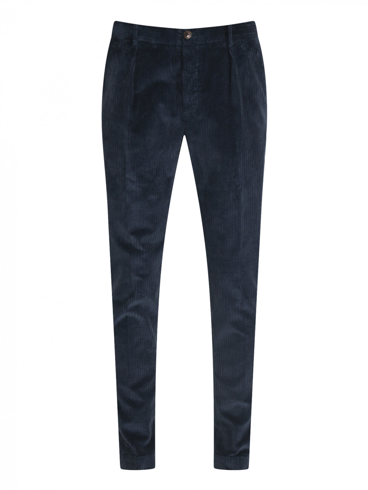 Вельветовые брюки из хлопка Incotex  –  Общий вид  – Цвет:  Синий