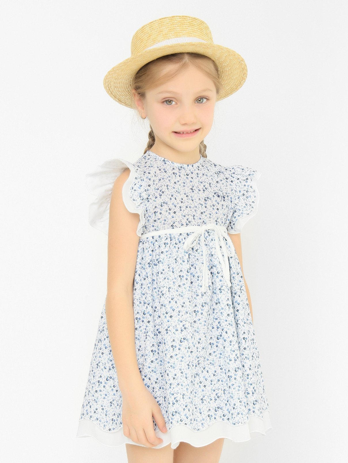Хлопковое платье с цветочным узором Il Gufo  –  МодельВерхНиз  – Цвет:  Узор