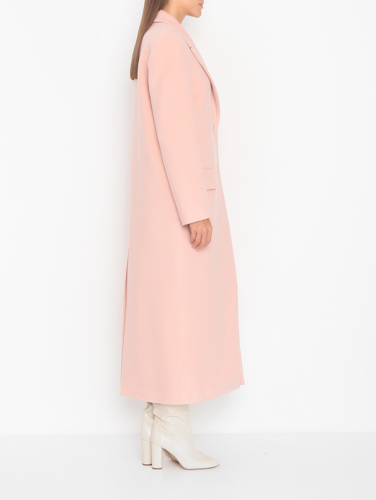 Пальто из шерсти с карманами Semicouture  –  МодельВерхНиз1  – Цвет:  Розовый
