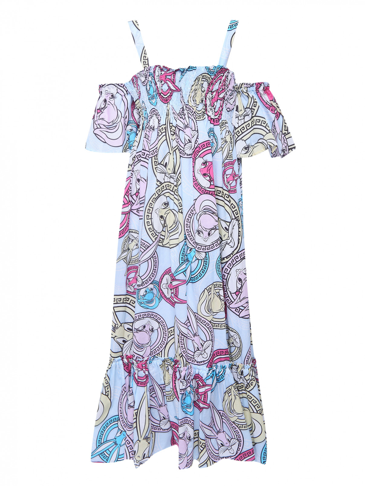 Хлопковое платье с узором MONNALISA  –  Общий вид  – Цвет:  Узор