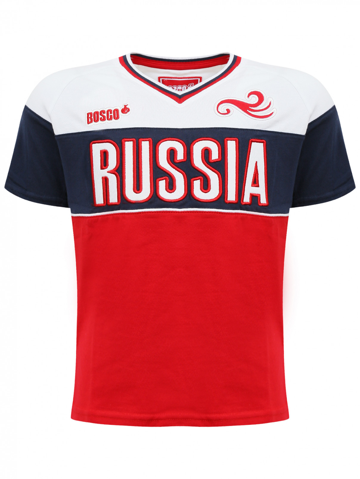 Футболка из хлопка с вышивкой Sochi 2014  –  Общий вид  – Цвет:  Мультиколор