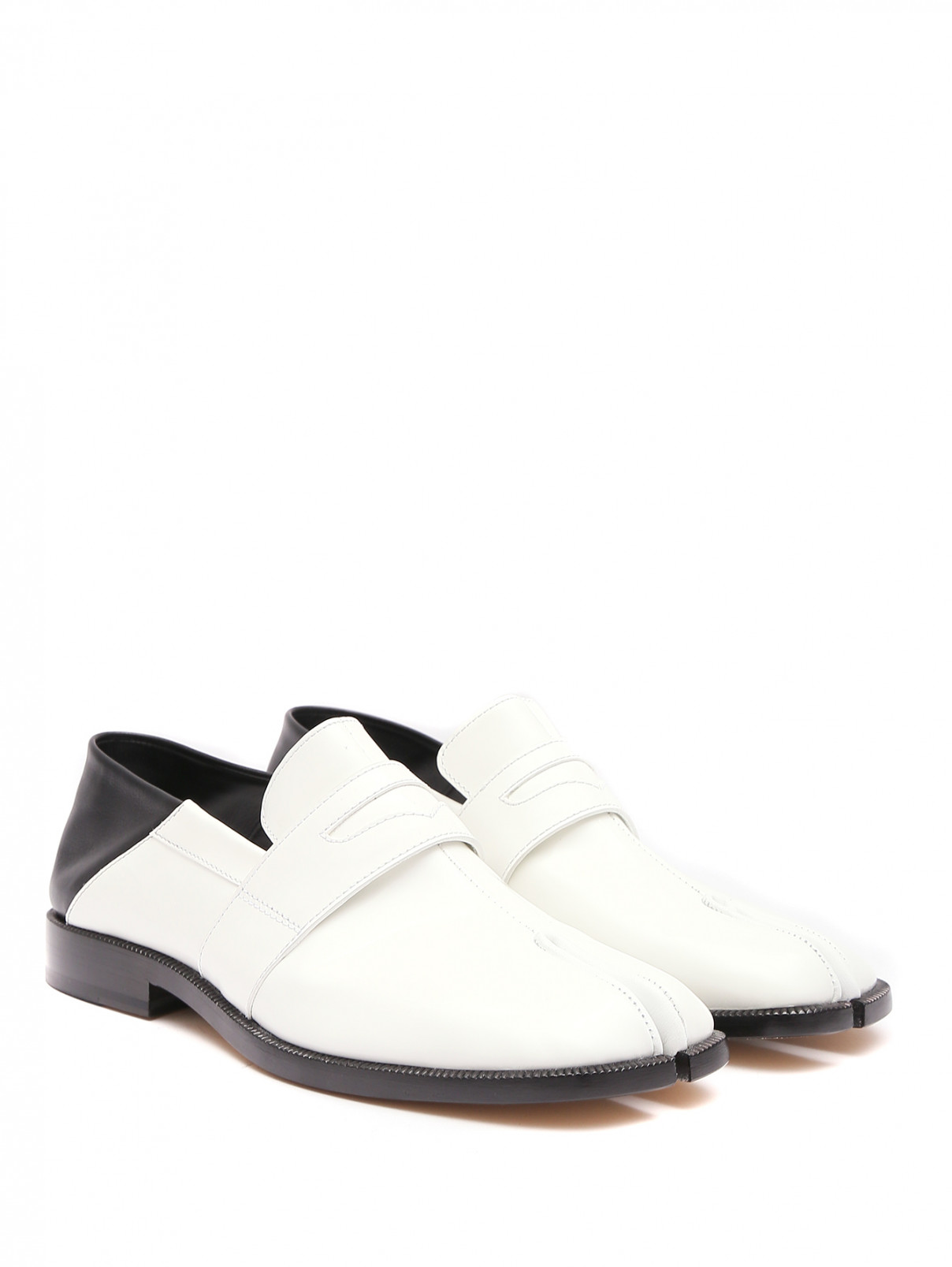 Лоферы Tabi из гладкой кожи на небольшом каблуке Maison Margiela  –  Общий вид  – Цвет:  Белый