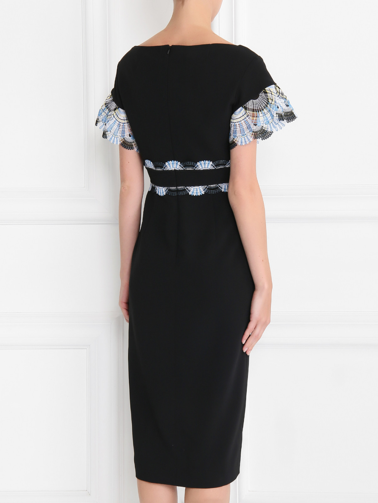 Платье-миди с кружевной отделкой Peter Pilotto  –  Модель Верх-Низ1  – Цвет:  Черный