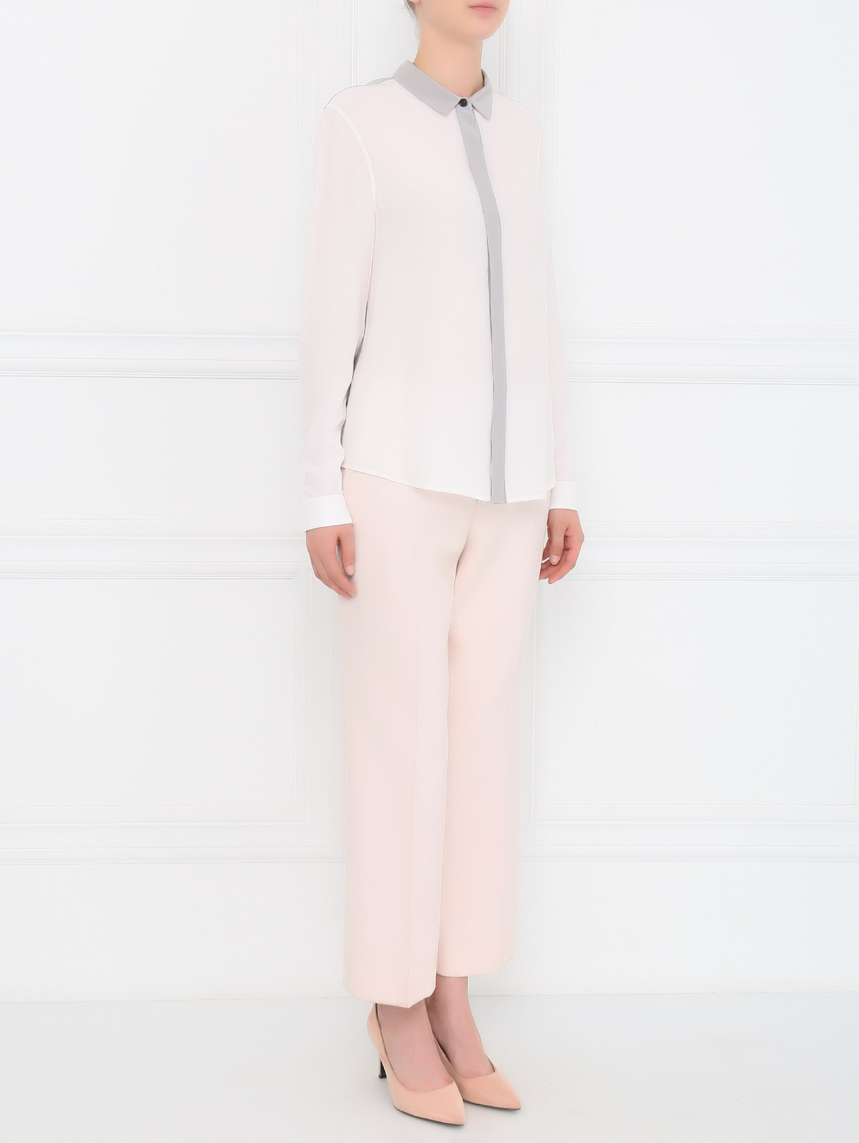 Укороченные брюки из шерсти Jil Sander  –  Модель Общий вид  – Цвет:  Розовый