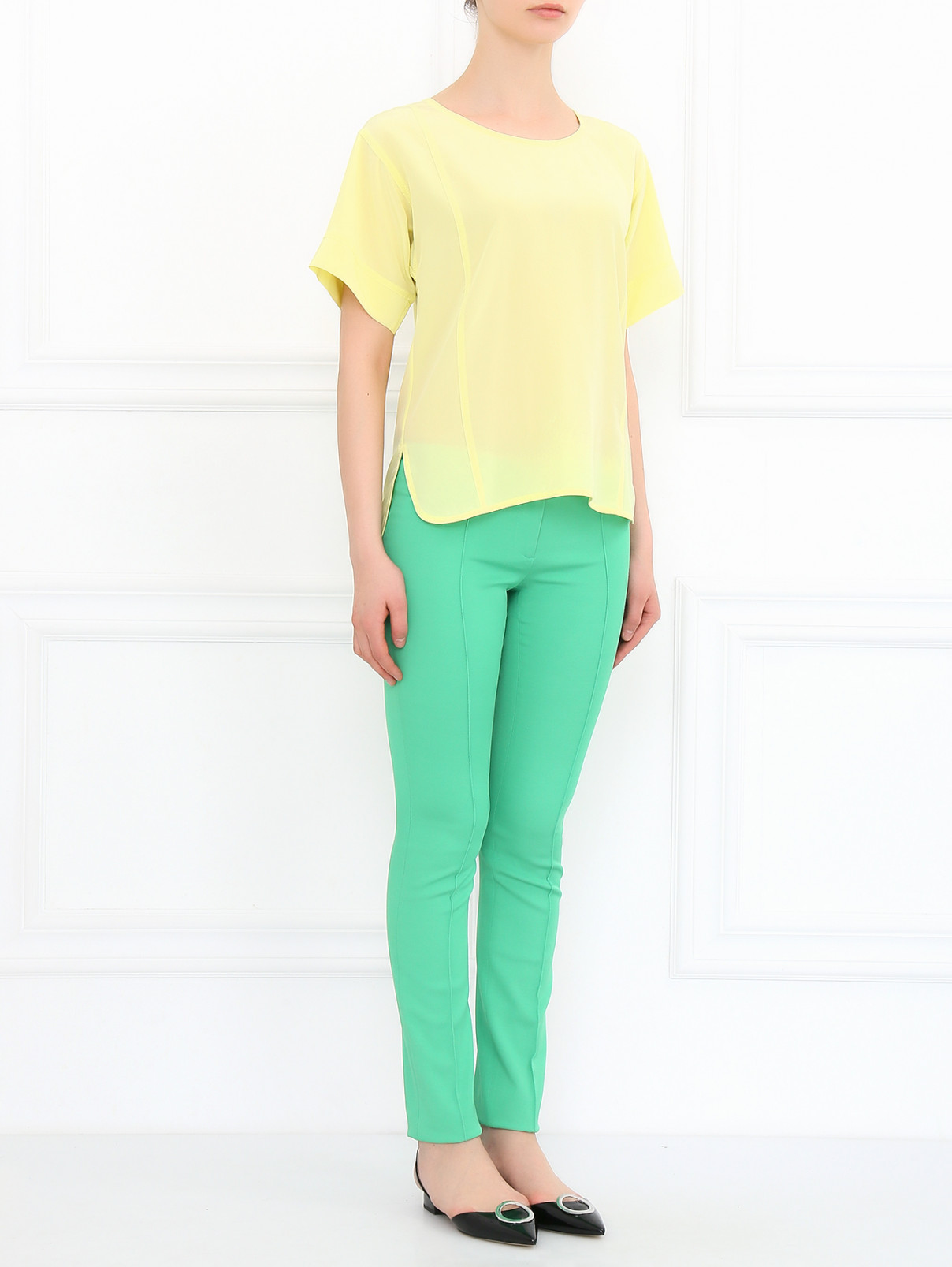 Узкие брюки со стрелками Versace Collection  –  Модель Общий вид  – Цвет:  Зеленый