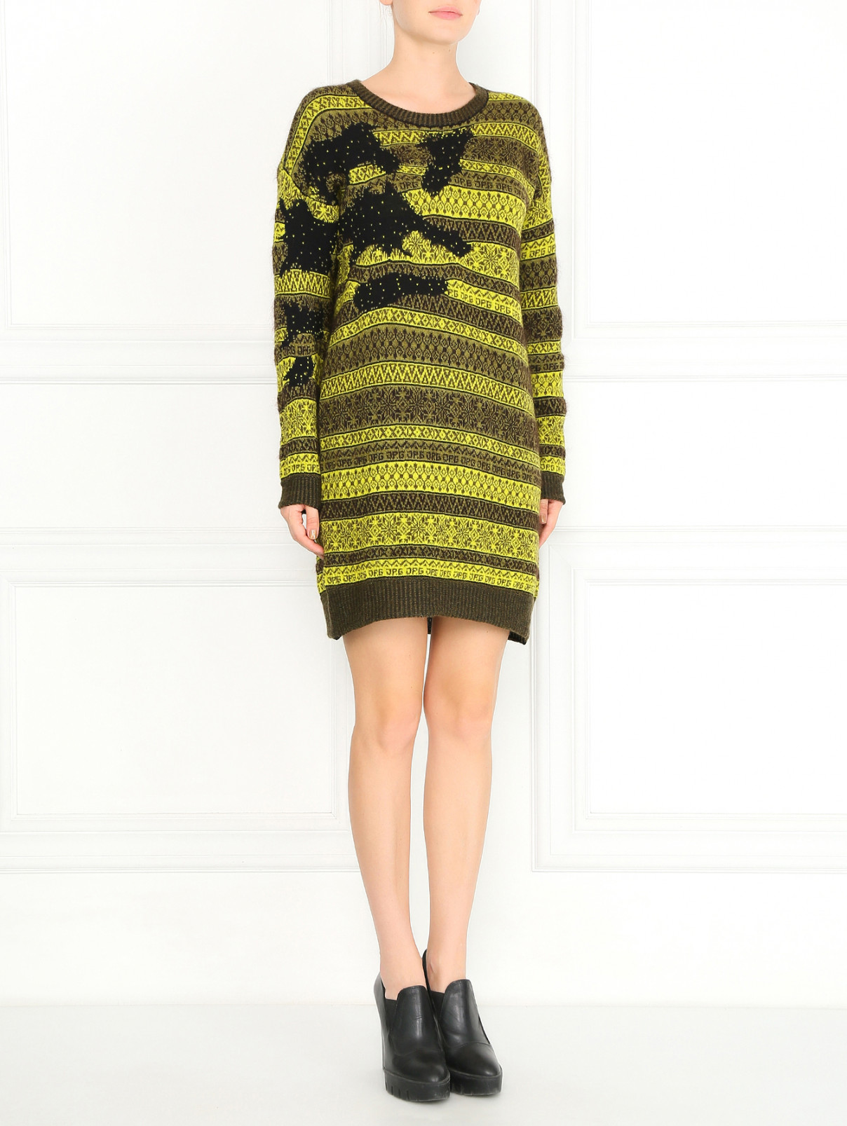 Платье-мини с узором Jean Paul Gaultier  –  Модель Общий вид  – Цвет:  Зеленый