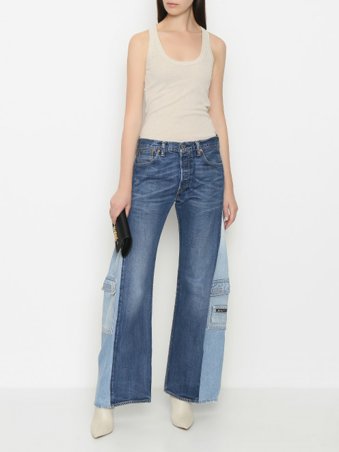 Комбинированные джинсы с карманами Ombra - МодельОбщийВид