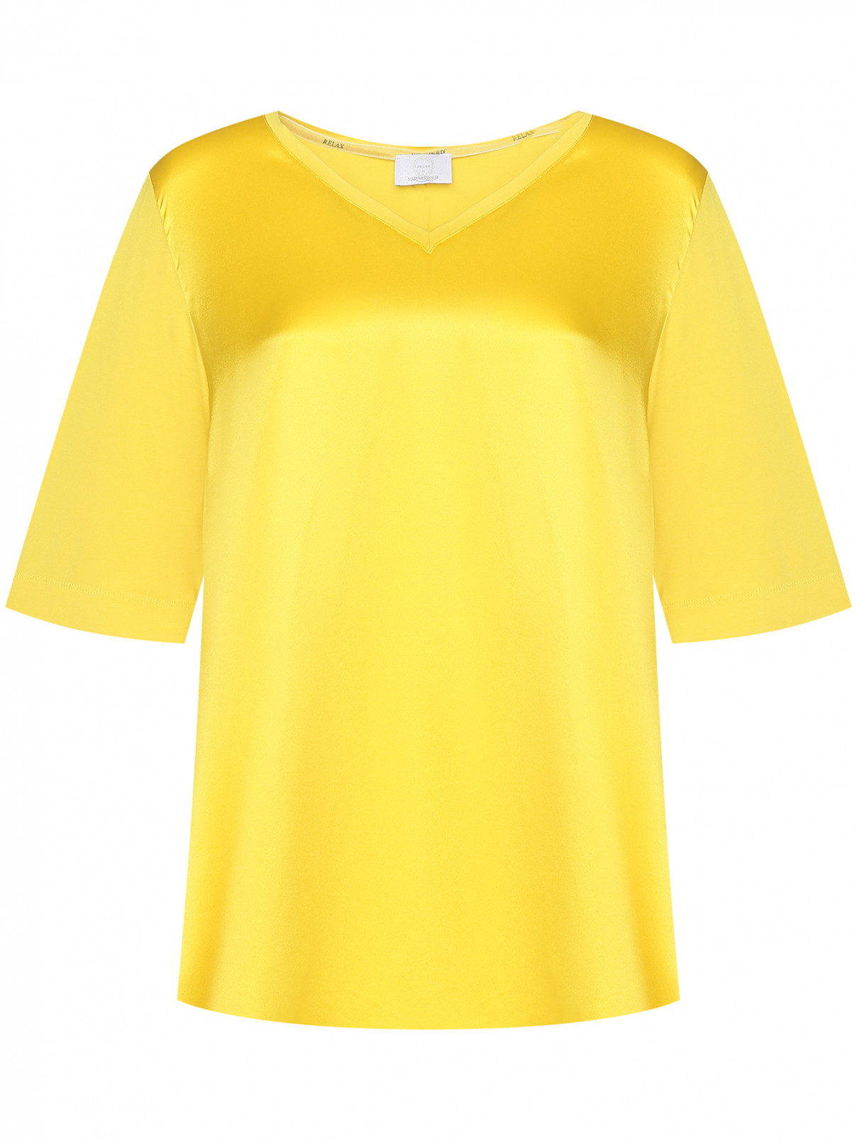 Футболка из вискозы с V-вырезом Marina Rinaldi  –  Общий вид  – Цвет:  Желтый