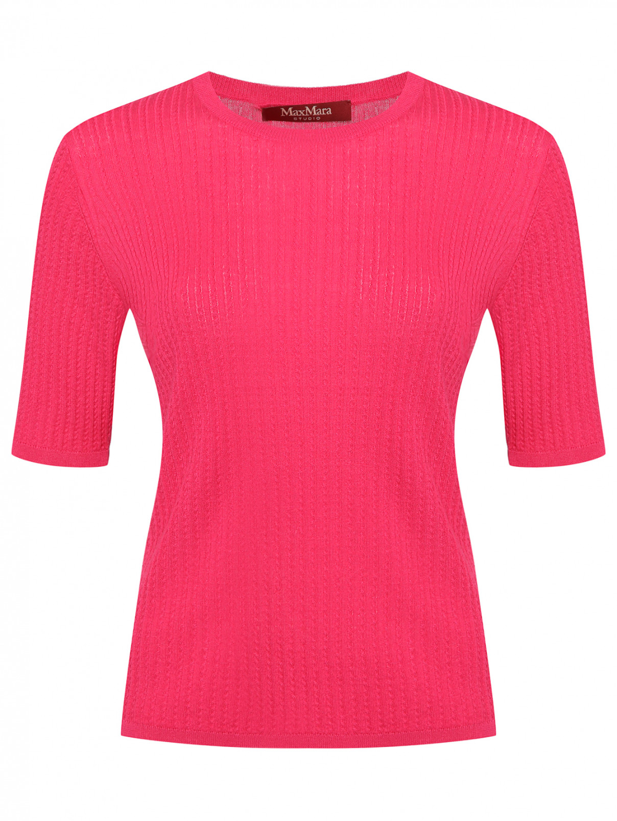 Джемпер из шерсти и шелка с короткими рукавами Max Mara  –  Общий вид  – Цвет:  Розовый