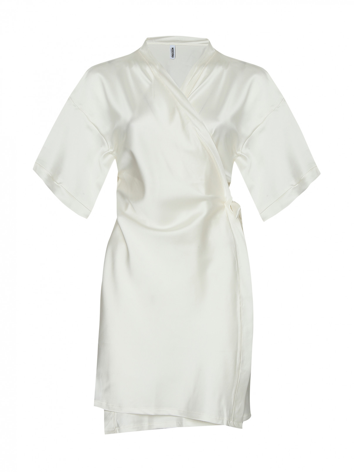 Халат прямого кроя с принтом Moschino Underwear  –  Общий вид  – Цвет:  Белый