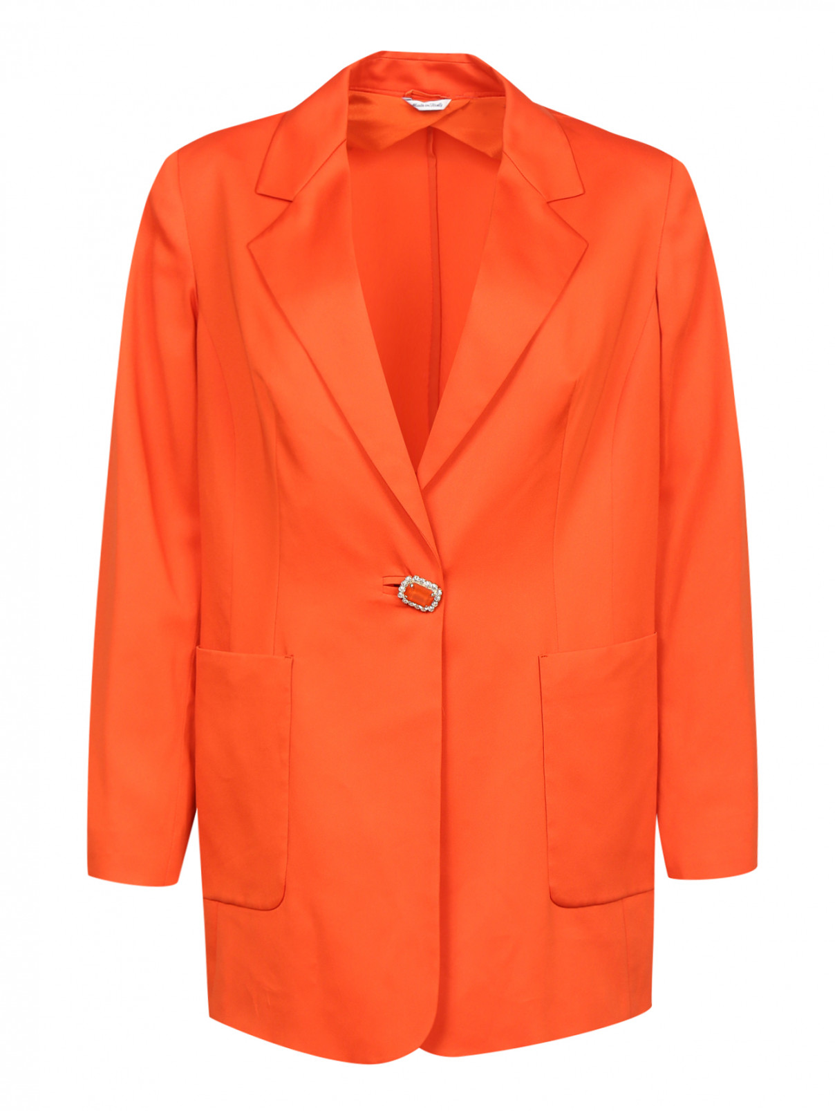Однобортный жакет с декорированной пуговицей Marina Rinaldi  –  Общий вид  – Цвет:  Оранжевый