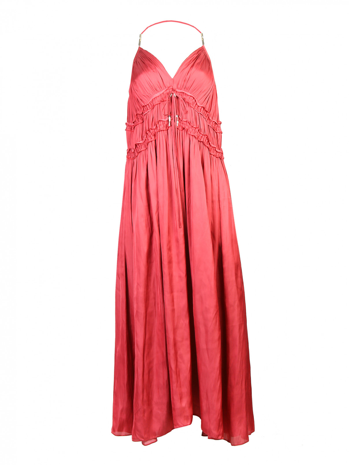 Платье-миди свободного кроя на бретелях Barbara Bui  –  Общий вид  – Цвет:  Красный