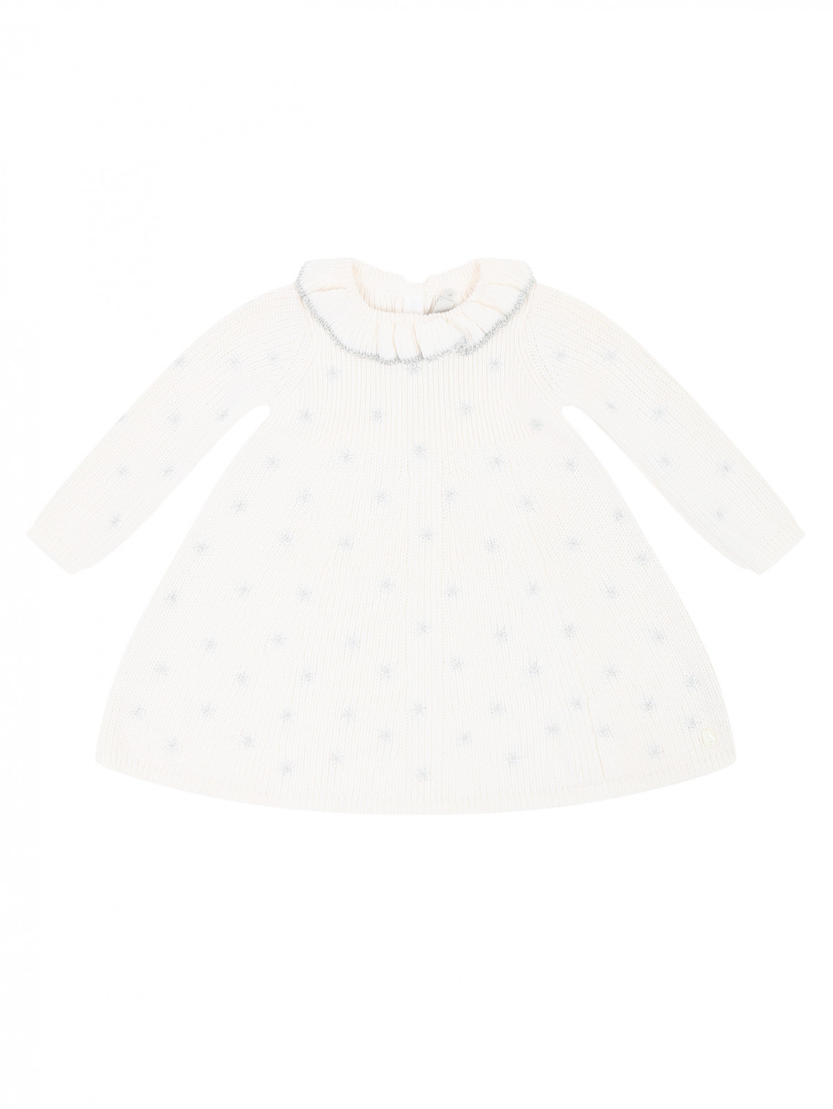 Платье из шерсти с вышивкой Baby Dior  –  Общий вид  – Цвет:  Белый